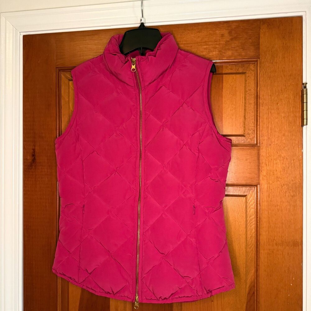 Garnet Hill Down Puffer Vest Magenta Pink Women's Size Small